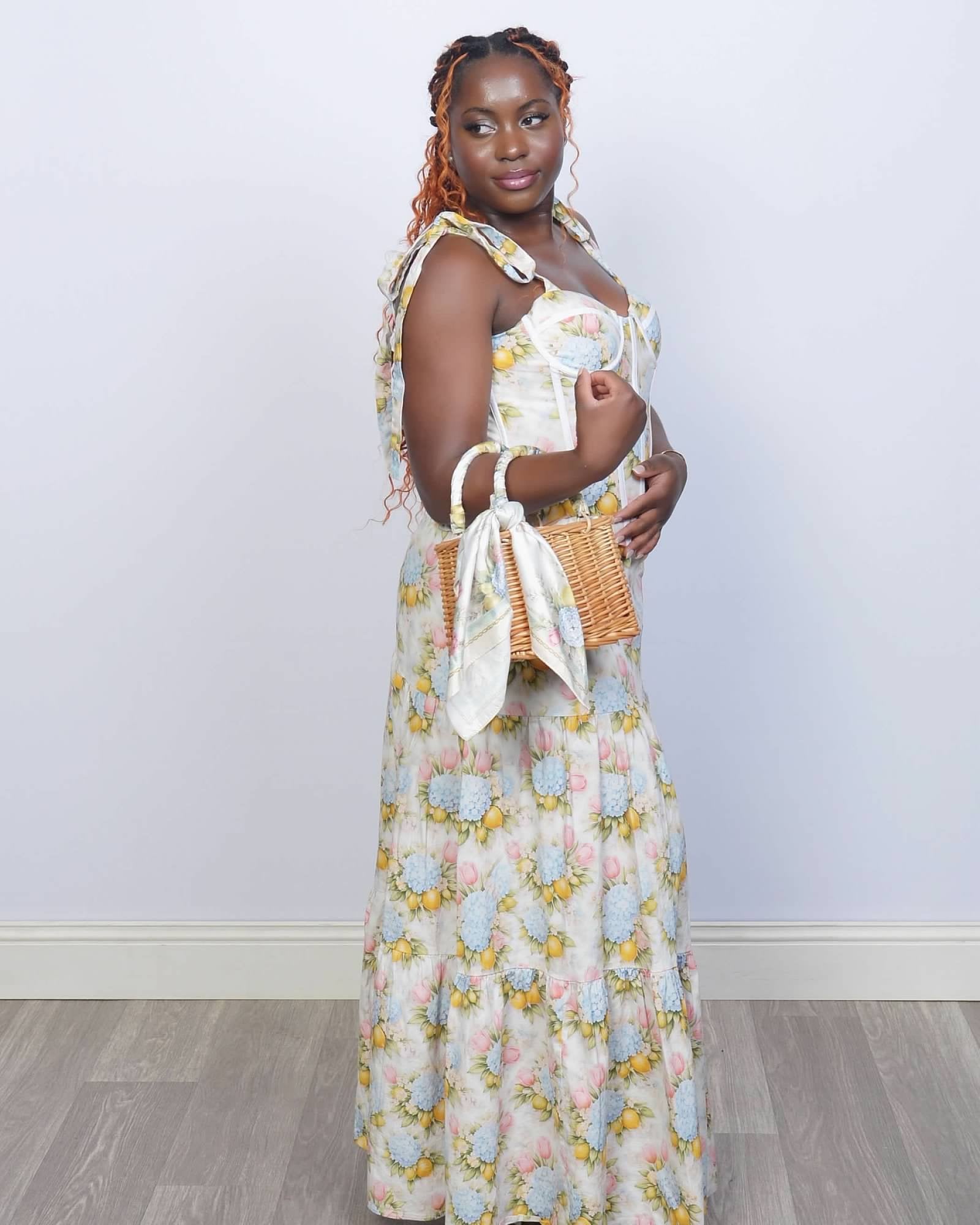 Summer garden floral two pieces top and skirt