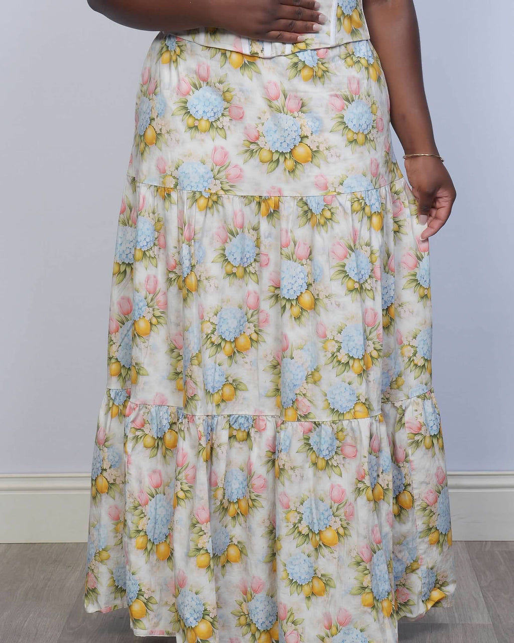 Summer garden floral two pieces top and skirt