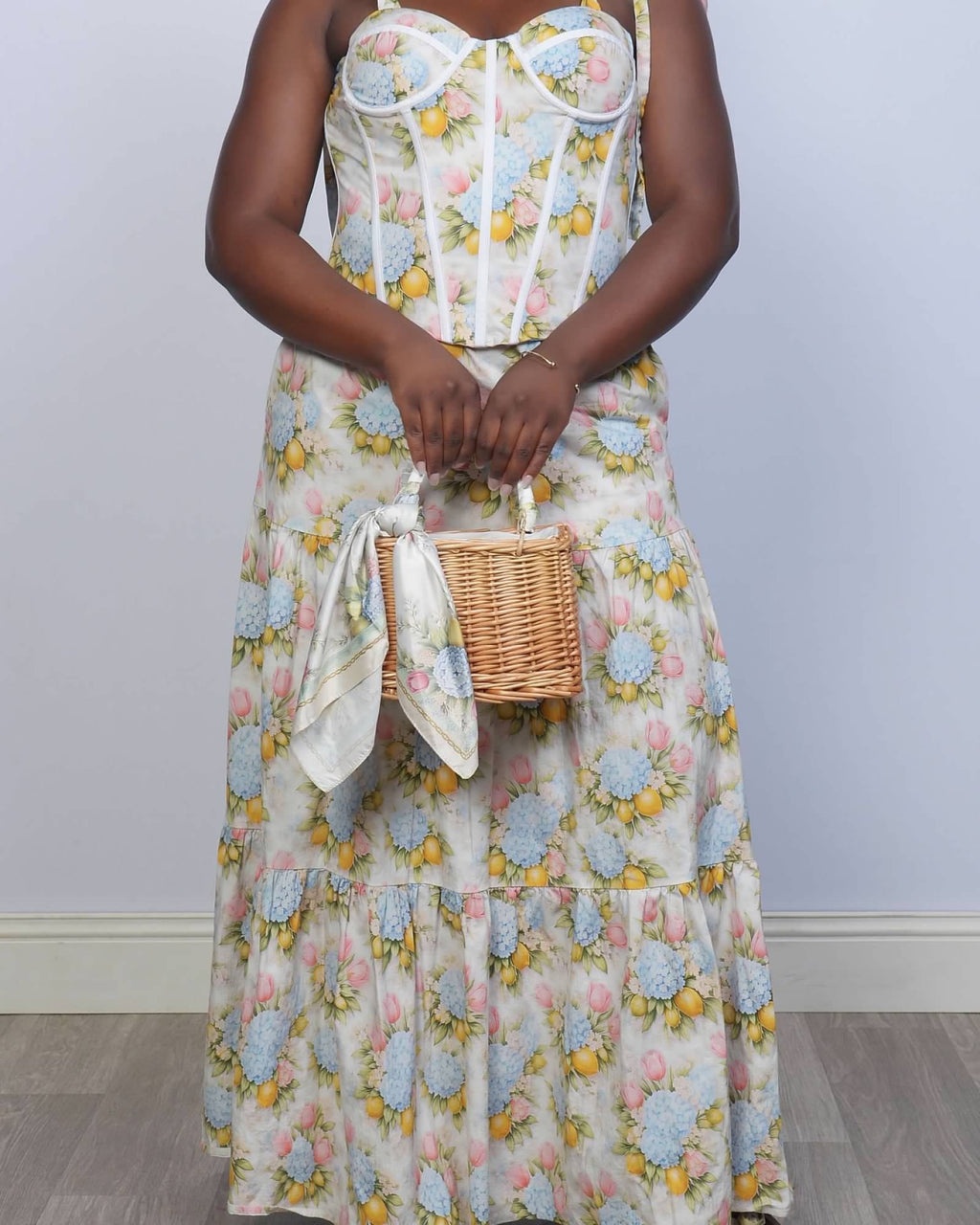 Summer garden floral two pieces top and skirt